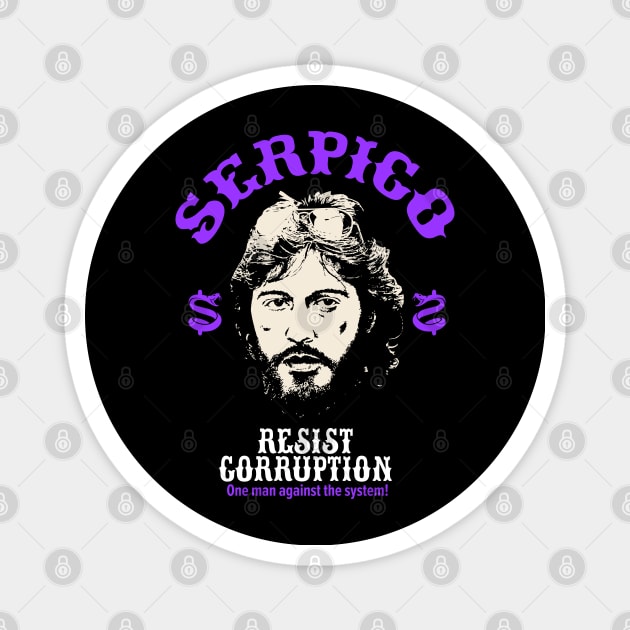 Serpico - Defying Corruption - Vintage Al Pacino T-Shirt Design Magnet by Boogosh